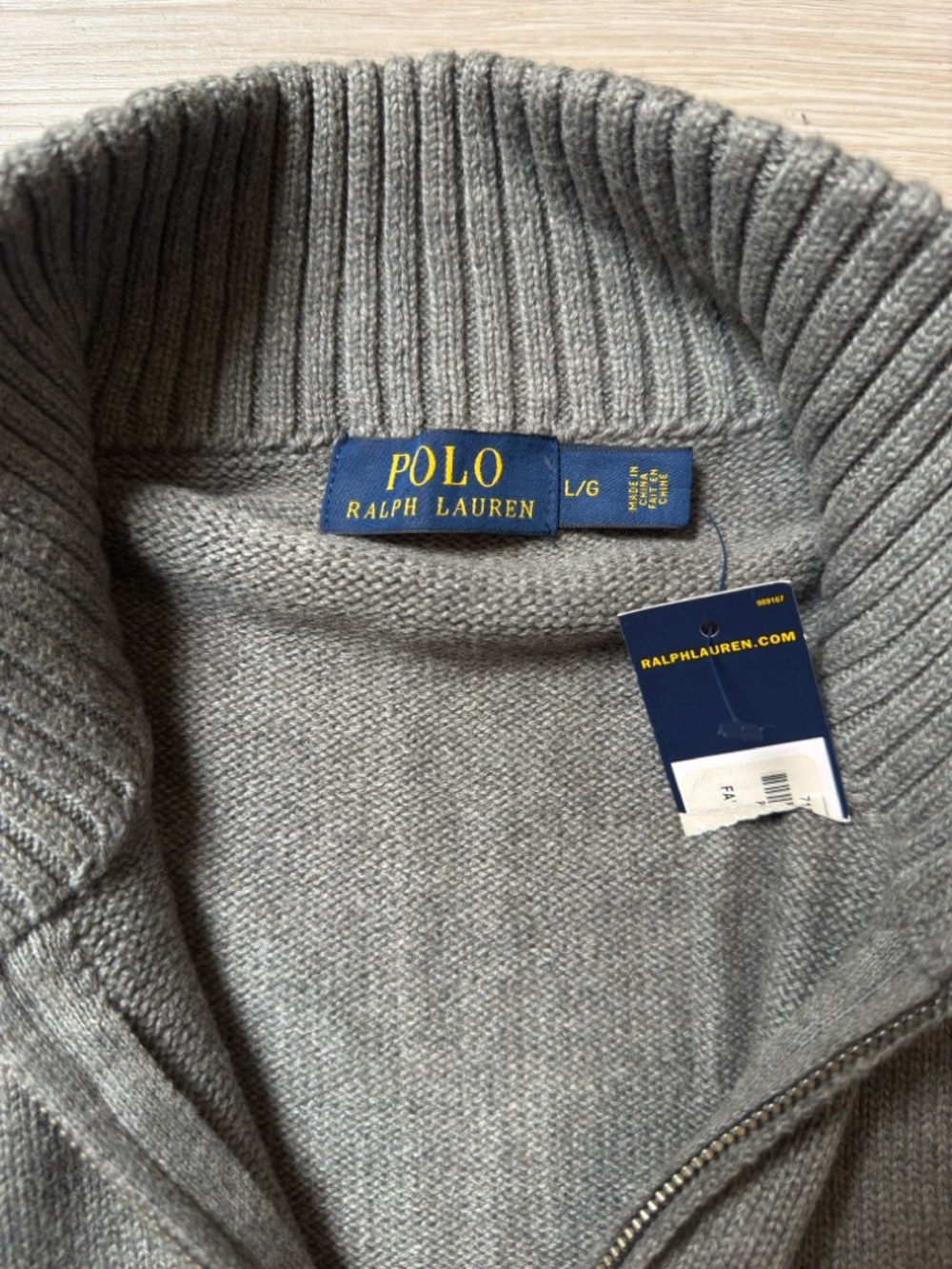 Ralph Lauren Men's Gray Quarter-Zip Mock Neck Sweater - Picture 3 of 5